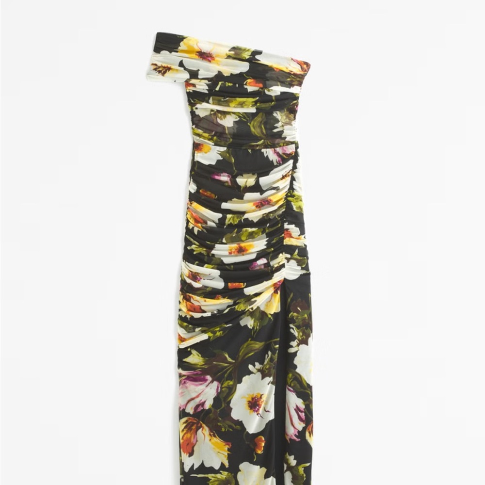 Abercrombie & Fitch Black Ruched One Shoulder Dress